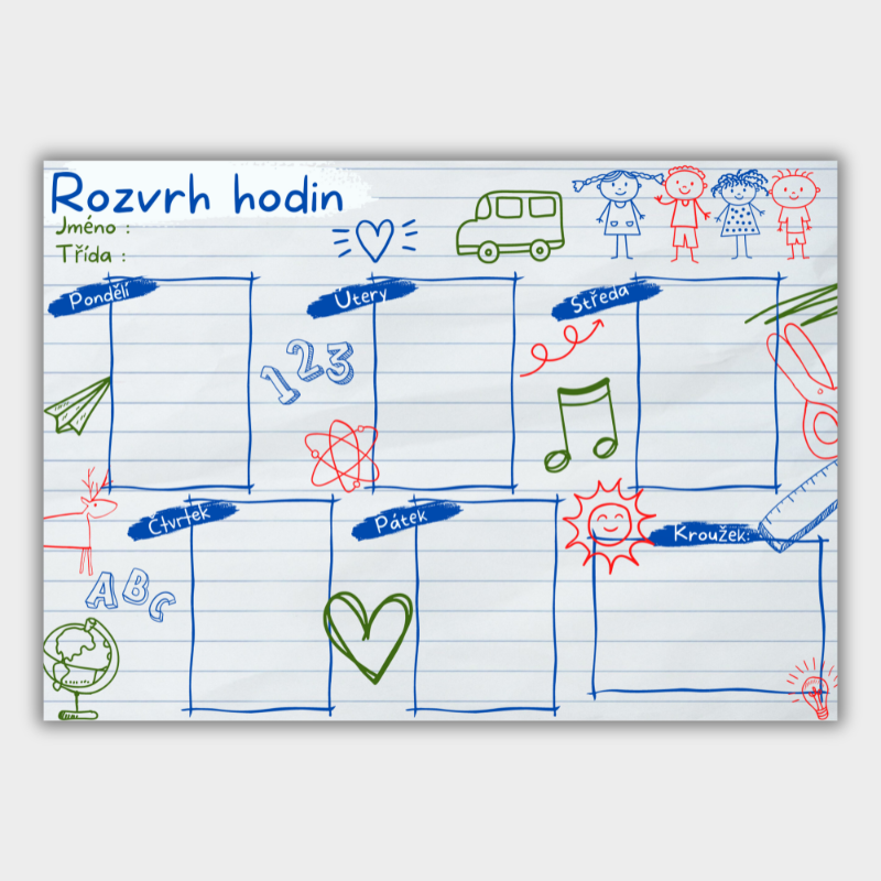 Magnetický rozvrh hodin A4