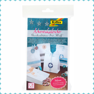 Adventní kalendář - SET- dárkové papírové tašky - BÍLÉ
